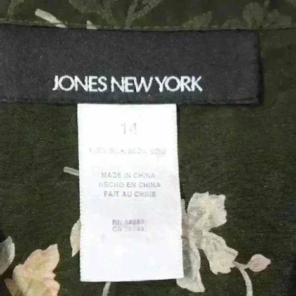 JONES NEW YORK Vintage 90s Pure Silk Kimono Style Crop Floral Button Top Large - Picture 9 of 10